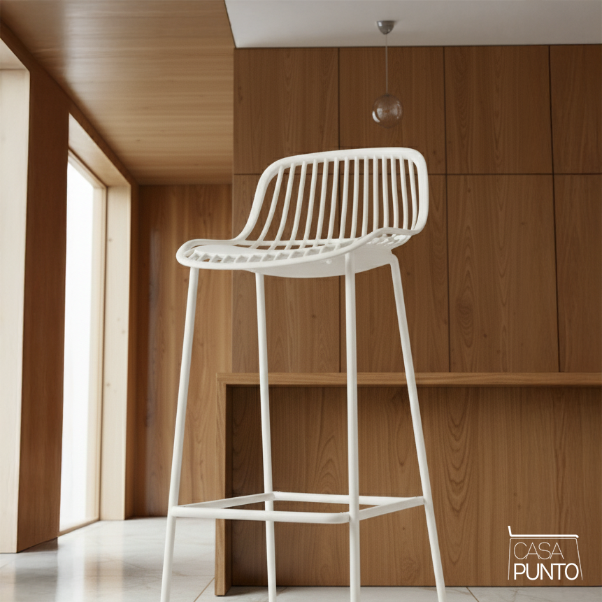Taburete de bar Kerstin - Trona de metal estilo nórdico