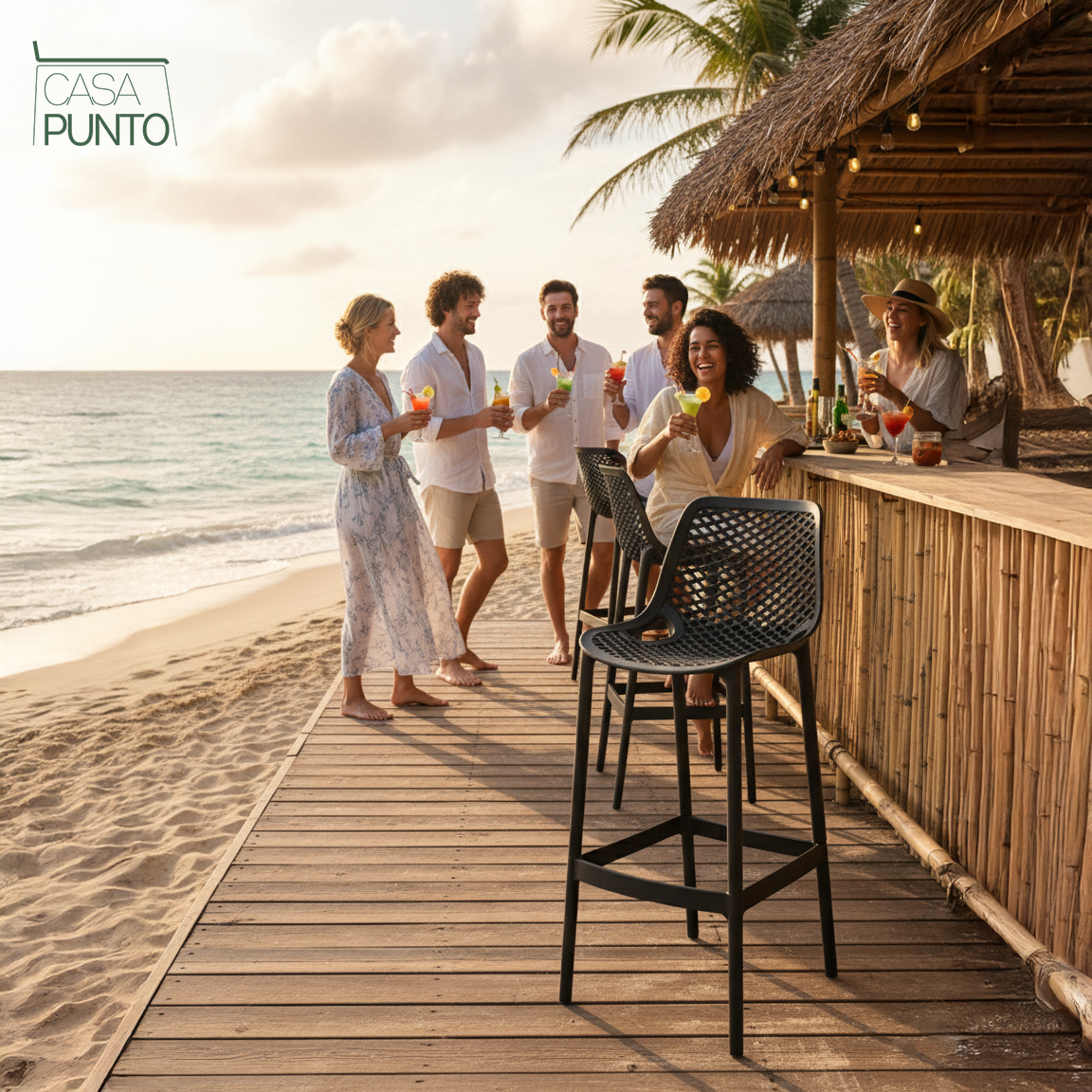 Taburete de bar perforado Dorte