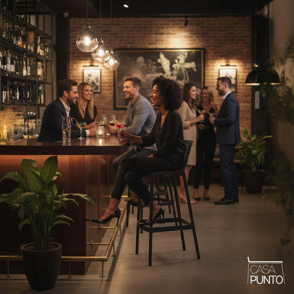 Taburete de bar perforado Dorte