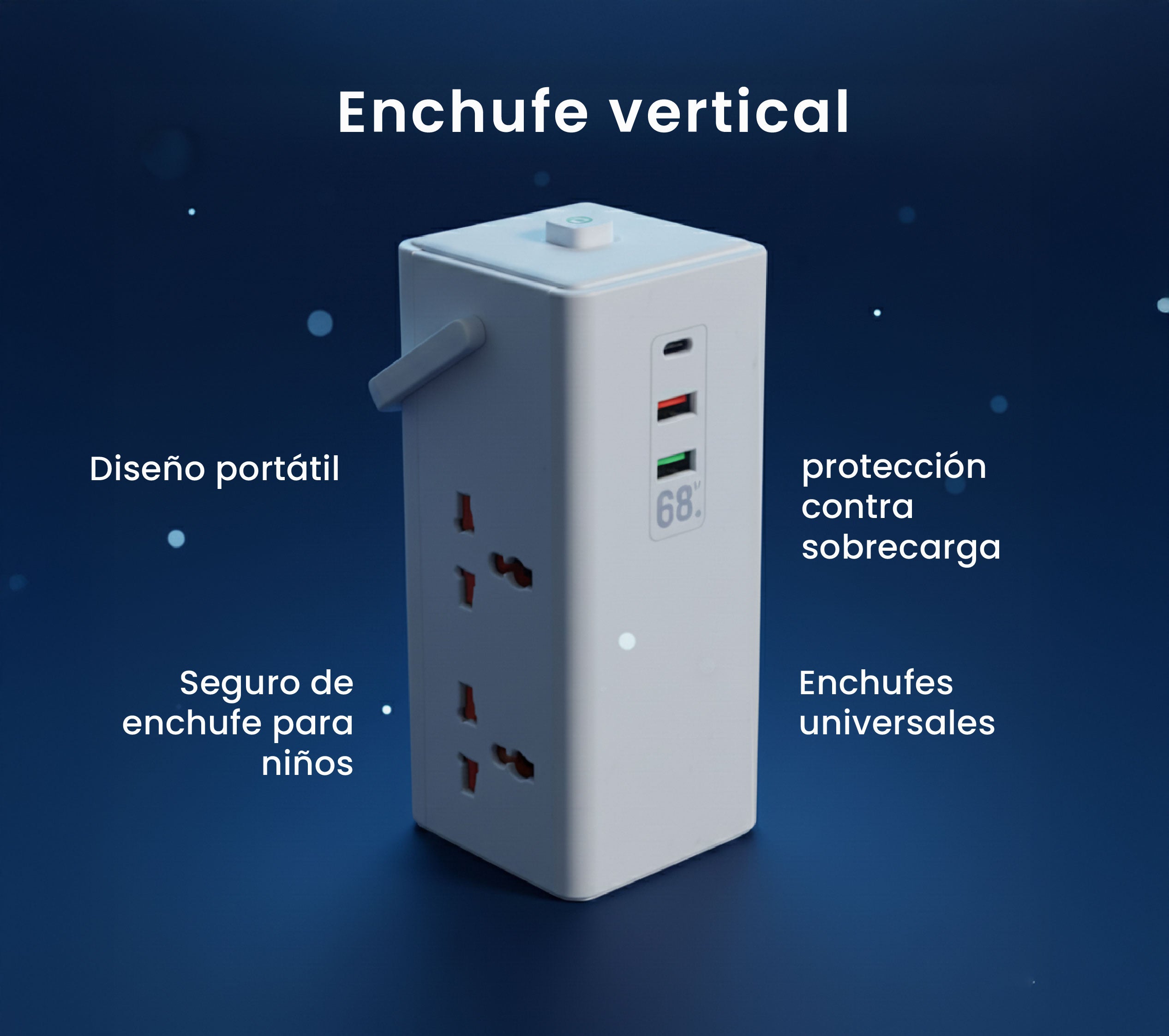 Estación de carga vertical IBOXI 68W Power Tower con USB-C