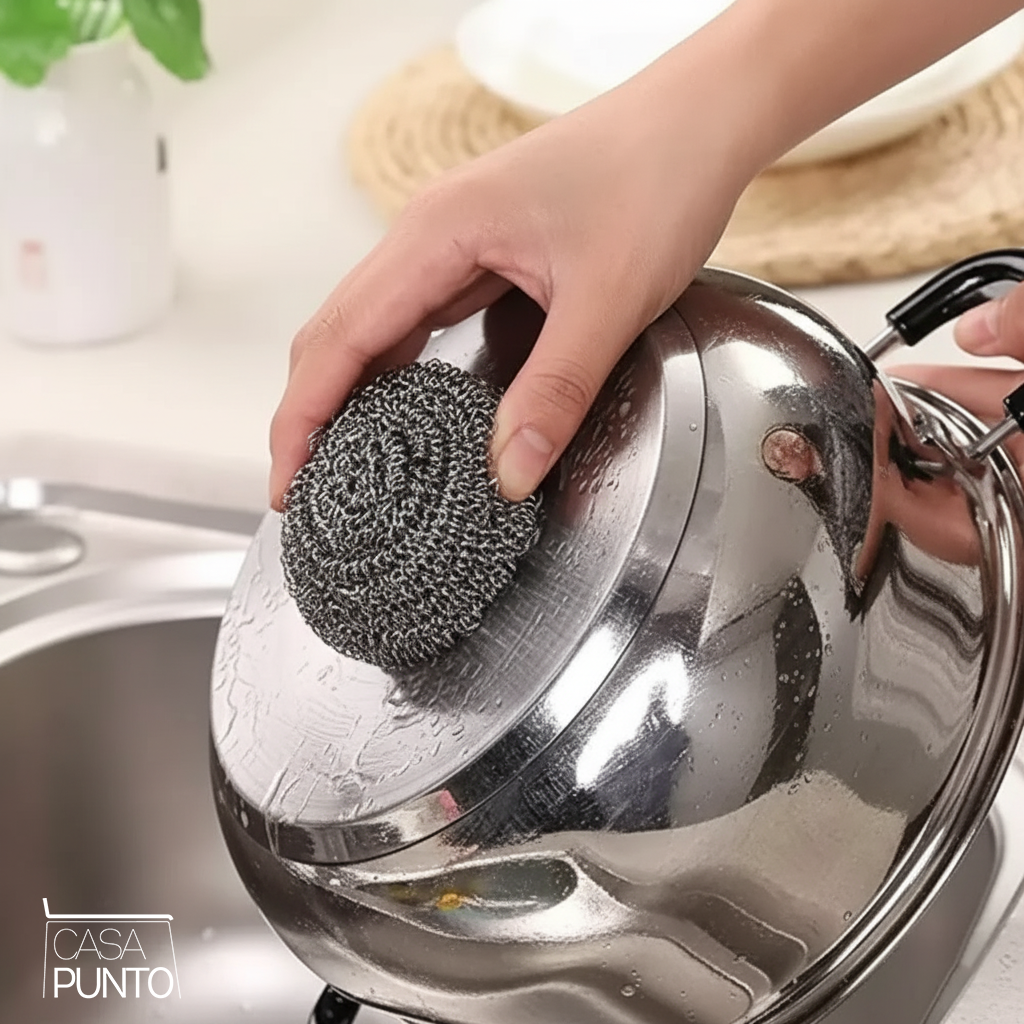 Estropajos de acero inoxidable Knight - Juego de limpieza de cocina de 6 unidades