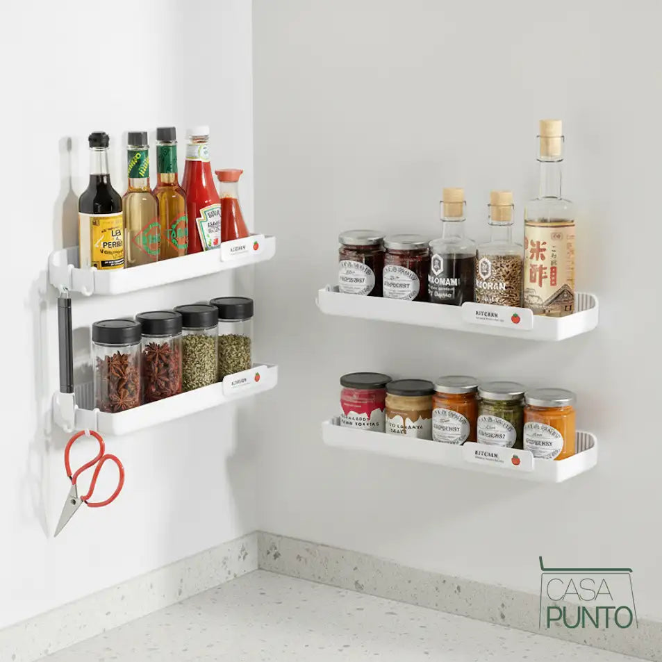 Especiero de pared lineal de 40 cm - Estante flotante adhesivo