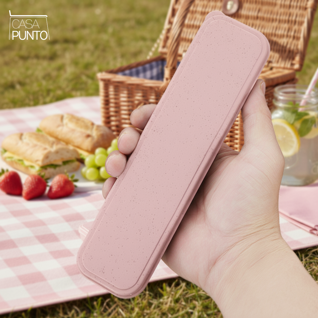 Juego de cubiertos portátiles de paja de trigo Ily con estuche