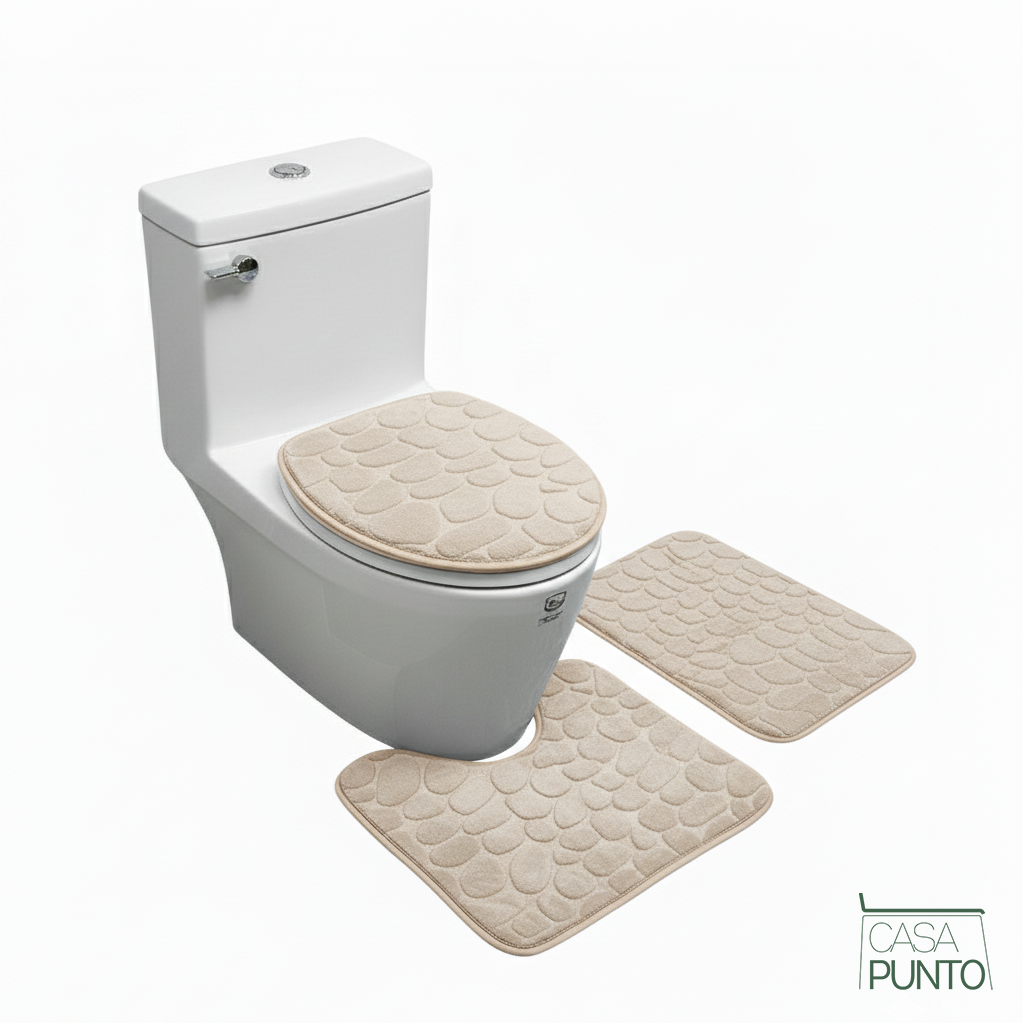 Juego de alfombrillas de baño de espuma viscoelástica de 3 piezas Lena