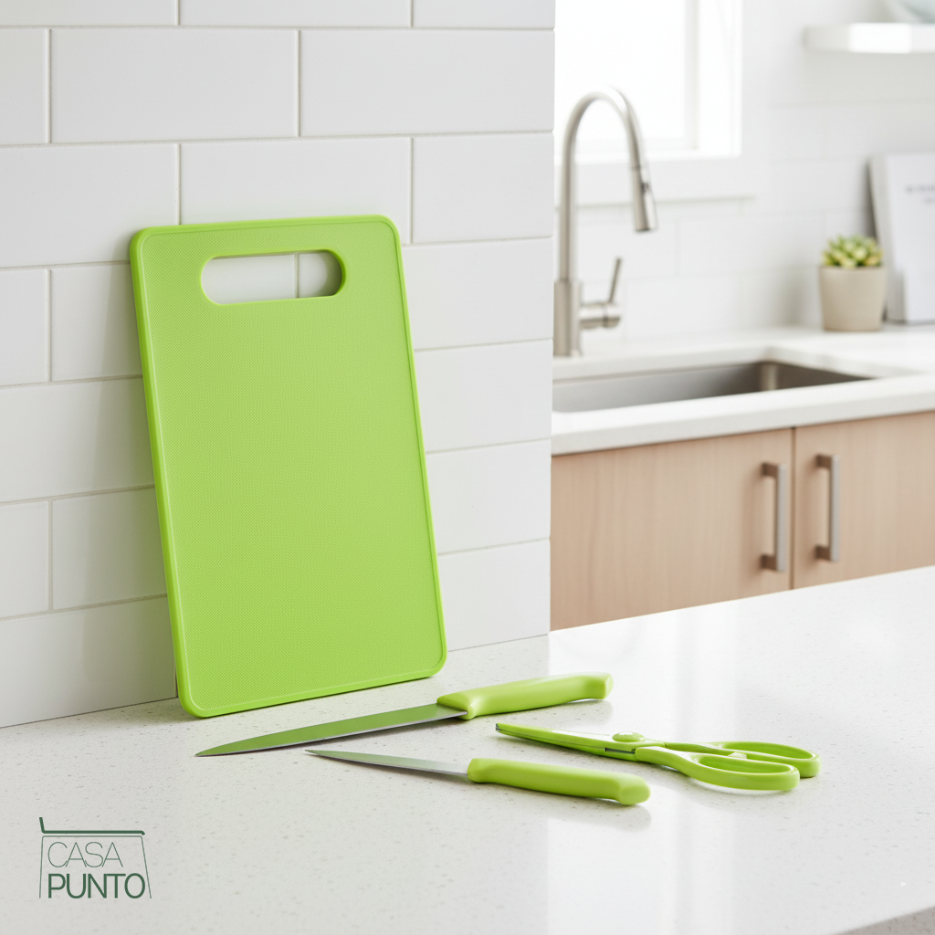 Juego de cuchillos de cocina Netta de 5 piezas con tabla de cortar