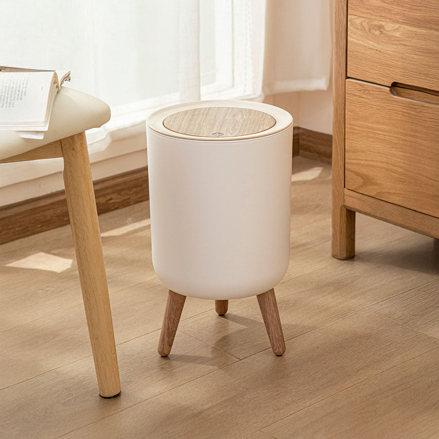 Zary Papelera Nórdica 7L con Patas y Tapa de Madera