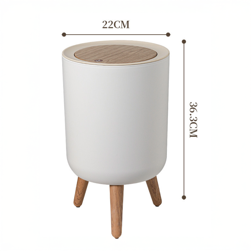 Zary Papelera Nórdica 7L con Patas y Tapa de Madera