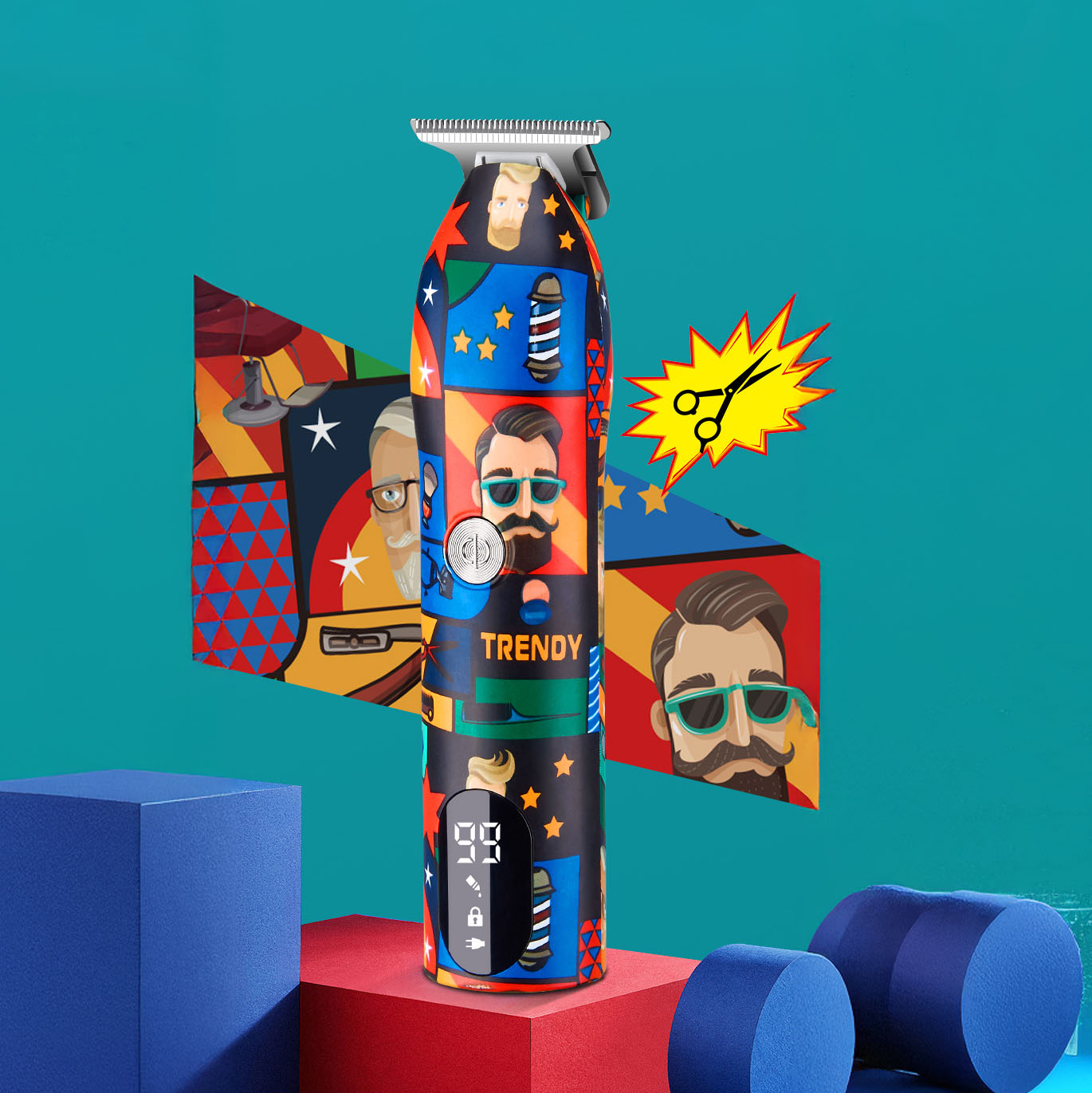 Professional Graffiti Hair Grooming Set - Electric Clipper & 3-Blade Reciprocating Shaver