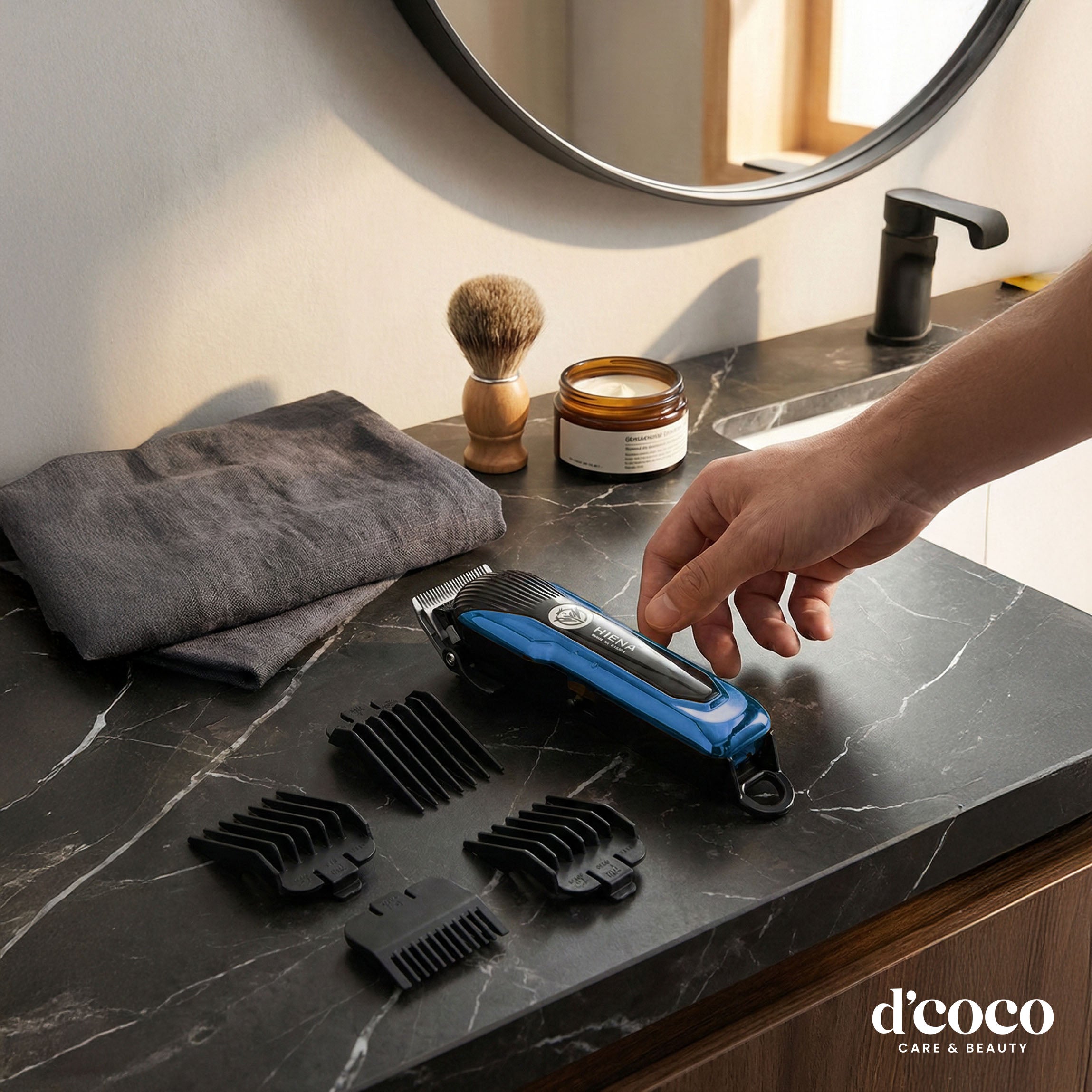 Professional Hiena Blue Hair Clipper - LCD Digital Display & Precision Blades