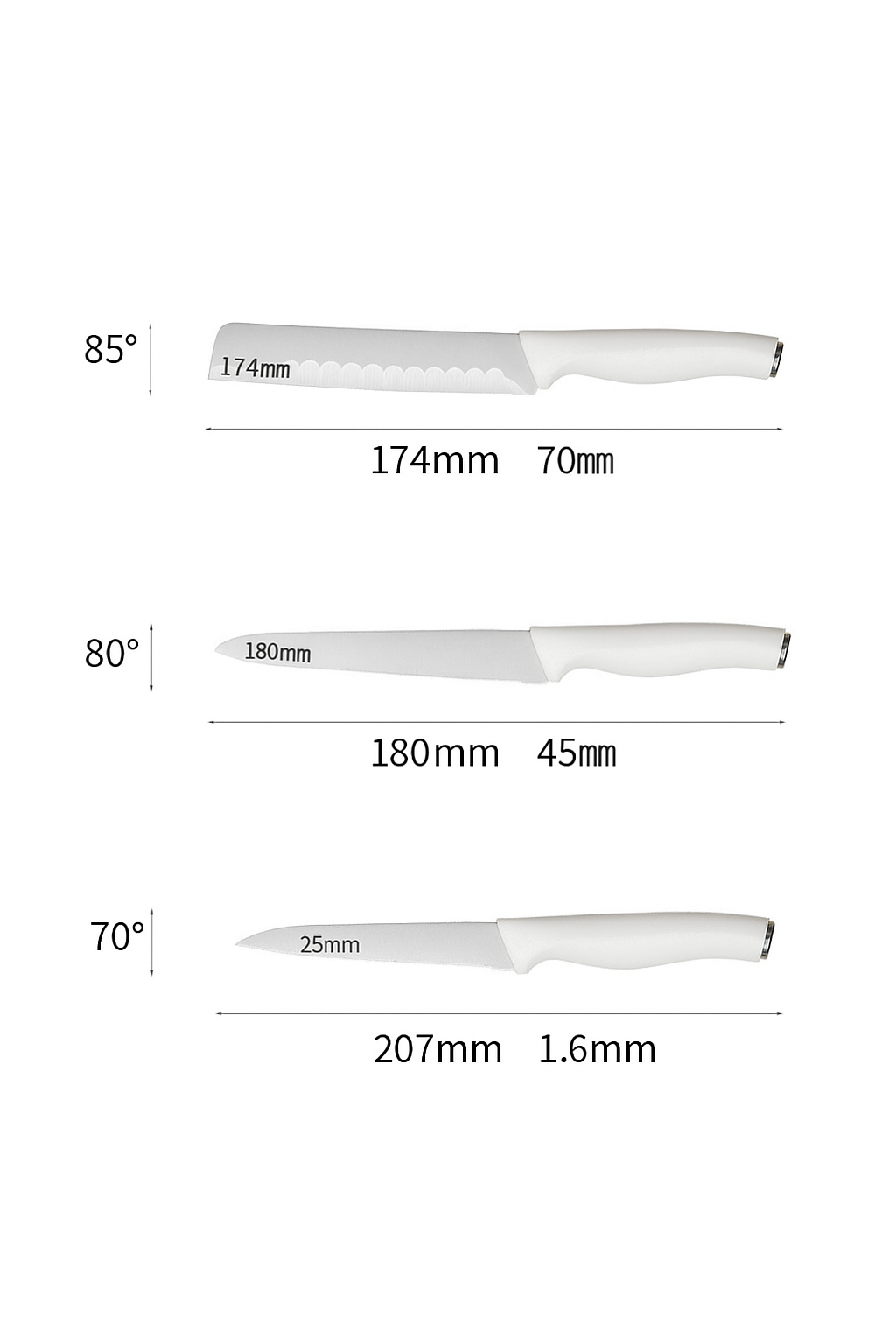 Juego de cuchillos de cocina Cummings de 7 piezas, color blanco crema con organizador de bloques de madera
